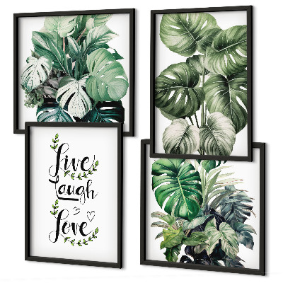 Set van posters met lijst Bladrijke planten leven, lachen, houden van