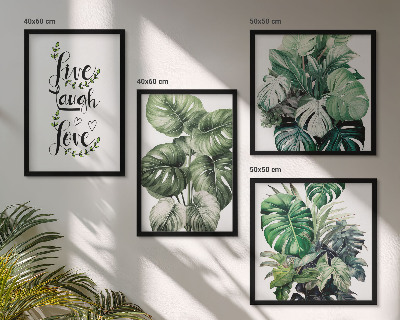 Set van posters met lijst Bladrijke planten leven, lachen, houden van