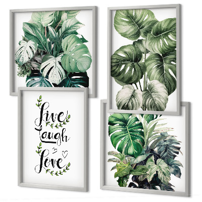 Set van posters met lijst Bladrijke planten leven, lachen, houden van