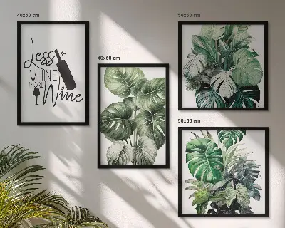 Groene wijnbladeren meerluik in lijst