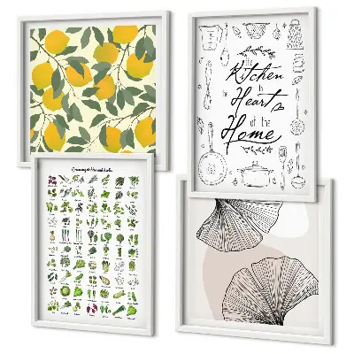 Set van posters met lijst Keukenkruiden citroen schilderen
