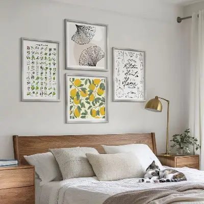 Set van posters met lijst keukenkruiden met citroen afbeelding