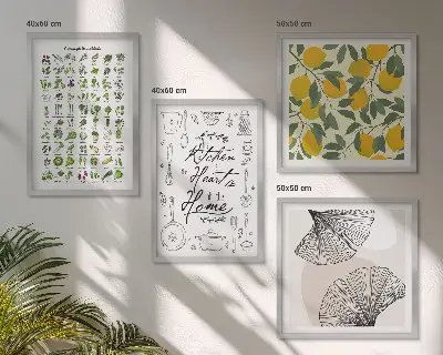 Set van posters met lijst keukenkruiden met citroen afbeelding