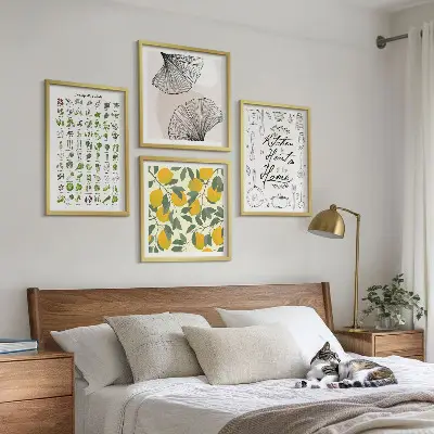Set van posters met lijst keukenkruiden met citroen afbeelding
