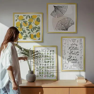 Set van posters met lijst keukenkruiden met citroen afbeelding