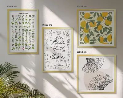 Set van posters met lijst keukenkruiden met citroen afbeelding