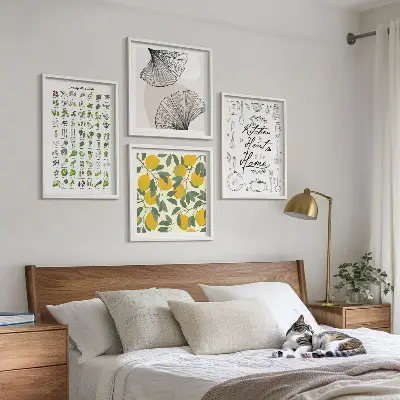 Set van posters met lijst keukenkruiden met citroen afbeelding