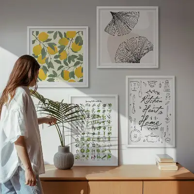 Set van posters met lijst keukenkruiden met citroen afbeelding