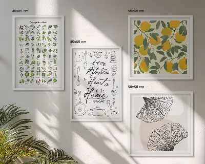 Set van posters met lijst keukenkruiden met citroen afbeelding