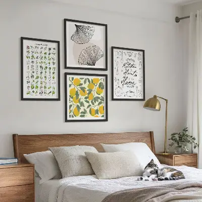 Set van posters met lijst keukenkruiden met citroen afbeelding
