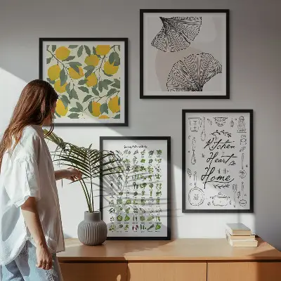 Set van posters met lijst keukenkruiden met citroen afbeelding