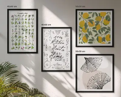 Set van posters met lijst keukenkruiden met citroen afbeelding