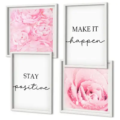Meerluik in lijst Minimalistische roze bloemen