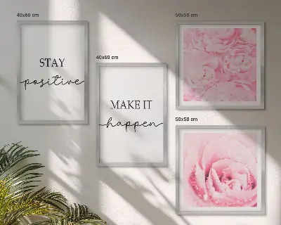 Minimalistische roze bloemen meerluik in lijst