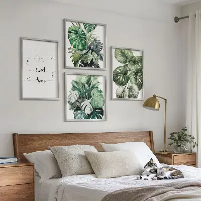 Set posters met lijst Aquarel Monstera-bladeren set posters met lijst