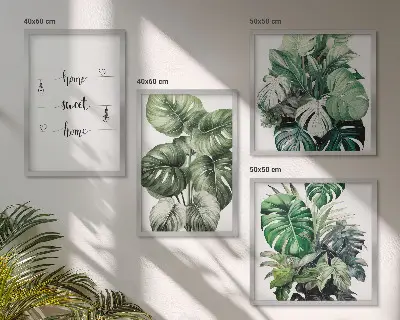 Set posters met lijst Aquarel Monstera-bladeren set posters met lijst