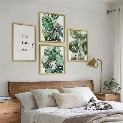 Set posters met lijst Aquarel Monstera-bladeren set posters met lijst