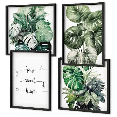 Set posters met lijst Aquarel Monstera-bladeren set posters met lijst