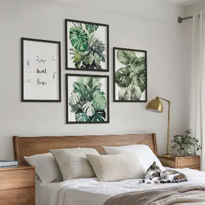 Set posters met lijst Aquarel Monstera-bladeren set posters met lijst