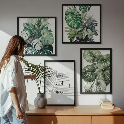 Set posters met lijst Aquarel Monstera-bladeren set posters met lijst