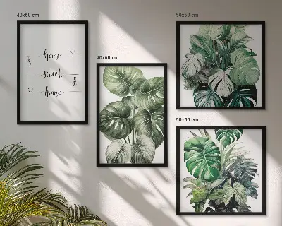 Set posters met lijst Aquarel Monstera-bladeren set posters met lijst