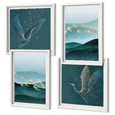 Meerluik in lijst Abstracte landschappen van vogelgolven
