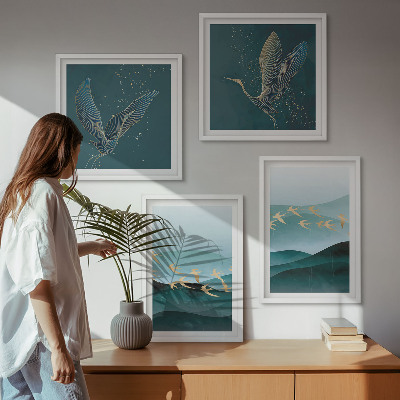 Meerluik in lijst Abstracte landschappen van vogelgolven