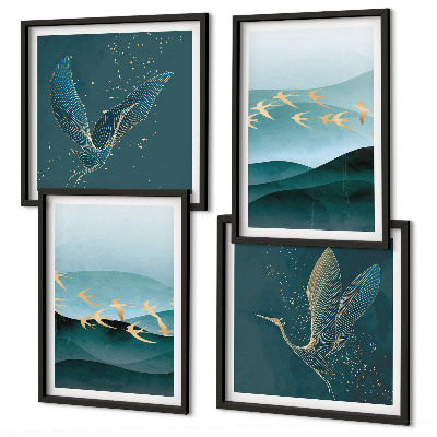 Meerluik in lijst Abstracte landschappen van vogelgolven