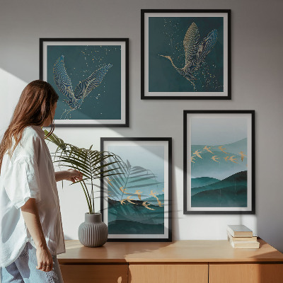 Meerluik in lijst Abstracte landschappen van vogelgolven