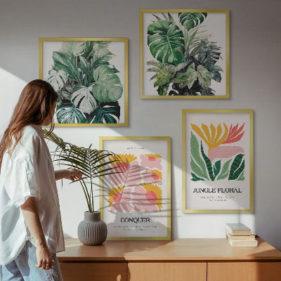 Meerluik in lijst Bloemen en bladeren moderne posters