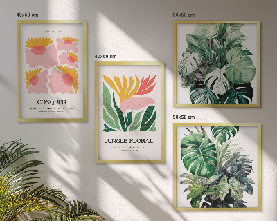 Meerluik in lijst Bloemen en bladeren moderne posters