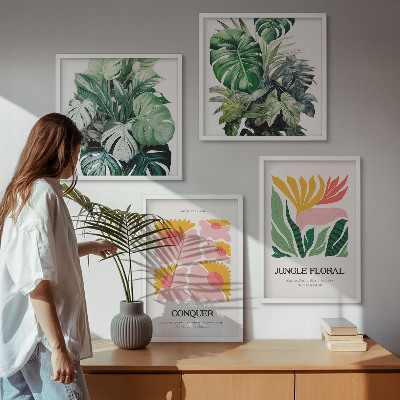Meerluik in lijst Bloemen en bladeren moderne posters