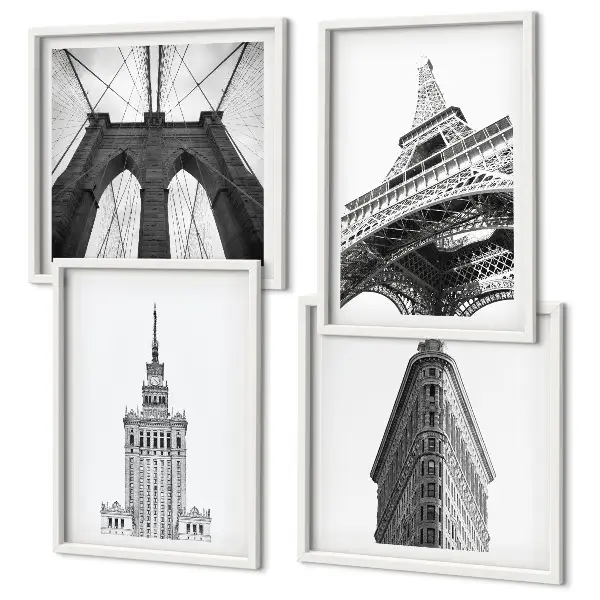 Architectuur in zwart-wit minimalisme set van posters met lijst