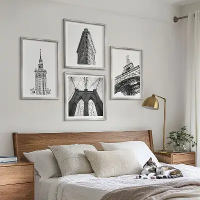Architectuur in zwart-wit minimalisme set van posters met lijst
