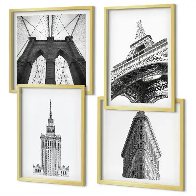 Architectuur in zwart-wit minimalisme set van posters met lijst