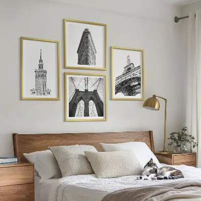 Architectuur in zwart-wit minimalisme set van posters met lijst