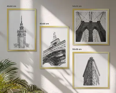 Architectuur in zwart-wit minimalisme set van posters met lijst