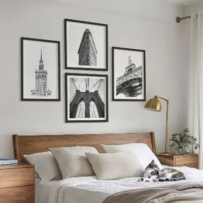 Architectuur in zwart-wit minimalisme set van posters met lijst