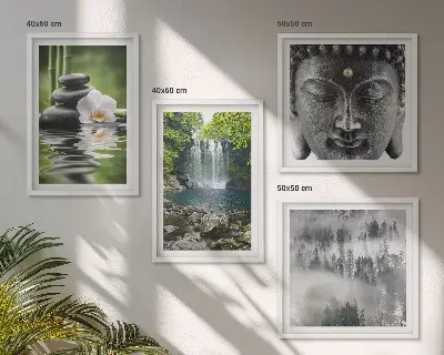 Meerluik in lijst harmonie van natuur met stenen, water en Boeddha