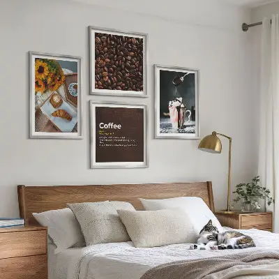 Italiaanse ontbijtkoffiebonen meerluik in lijst