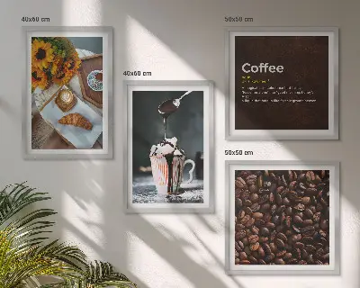 Italiaanse ontbijtkoffiebonen meerluik in lijst