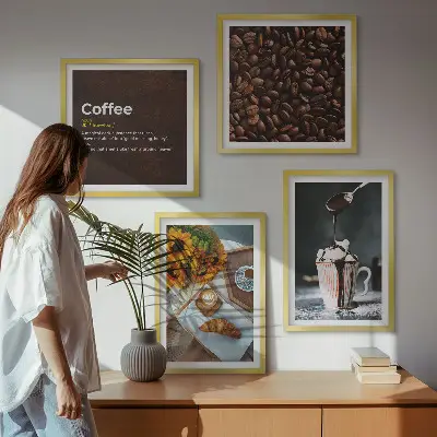 Italiaanse ontbijtkoffiebonen meerluik in lijst