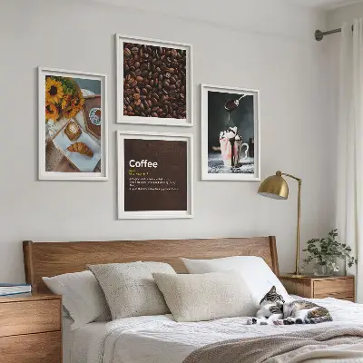 Italiaanse ontbijtkoffiebonen meerluik in lijst