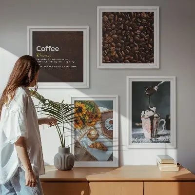 Italiaanse ontbijtkoffiebonen meerluik in lijst