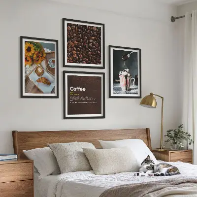 Italiaanse ontbijtkoffiebonen meerluik in lijst