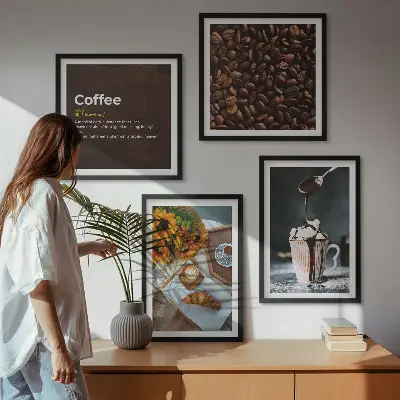 Italiaanse ontbijtkoffiebonen meerluik in lijst