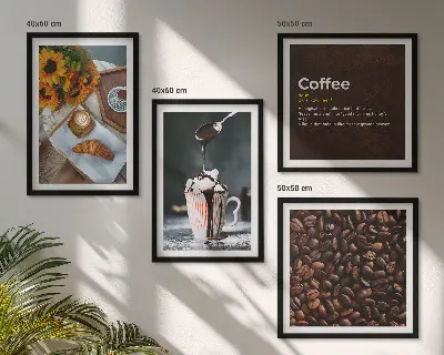 Italiaanse ontbijtkoffiebonen meerluik in lijst
