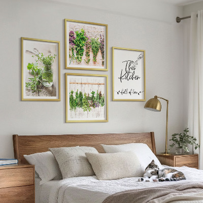 Set van posters met lijst Keukenthema met gedroogde kruiden