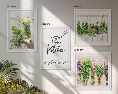 Set van posters met lijst Keukenthema met gedroogde kruiden