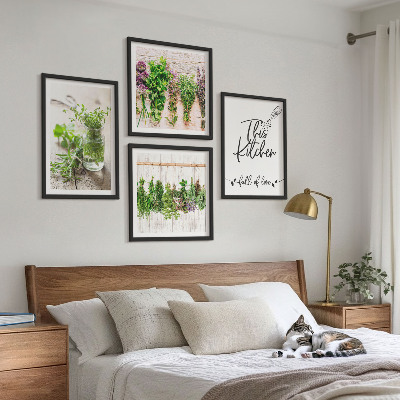Set van posters met lijst Keukenthema met gedroogde kruiden